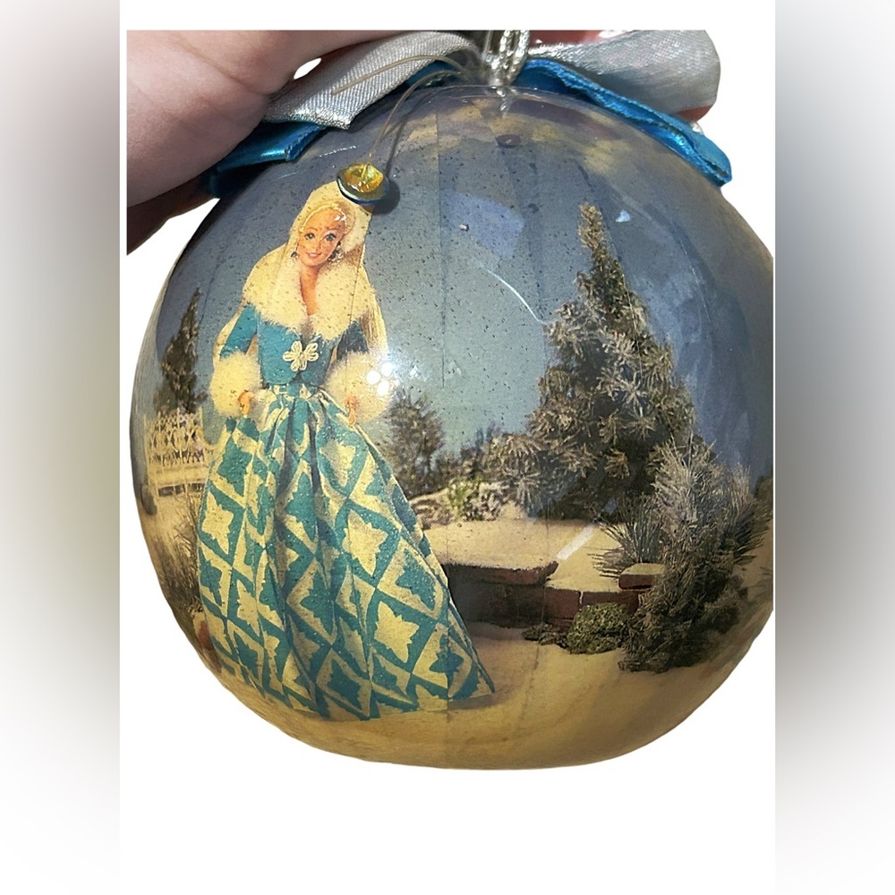 Vintage 1996 Barbie Christmas Ornament Mattel Matrix Glass Ball Holiday Decor
